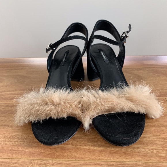 Zara Faux Fur Black Heels // 37 - Picture 2 of 6